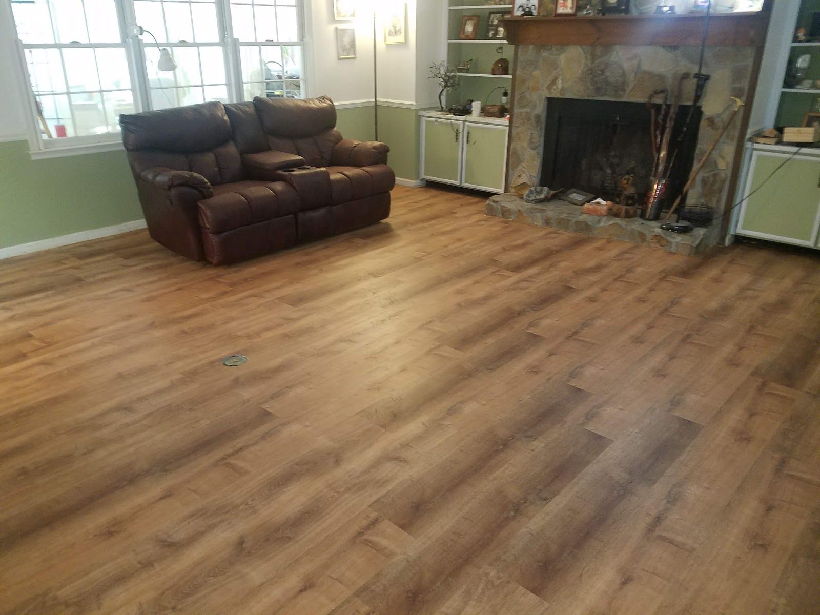 Living room with new wood-look flooring